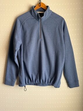 Dunning Golf Men's Large 1/4 Zip Pullover Blue Heather Drawcord Hem Raglan